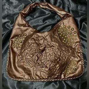 Bronze metallic shoulder bag